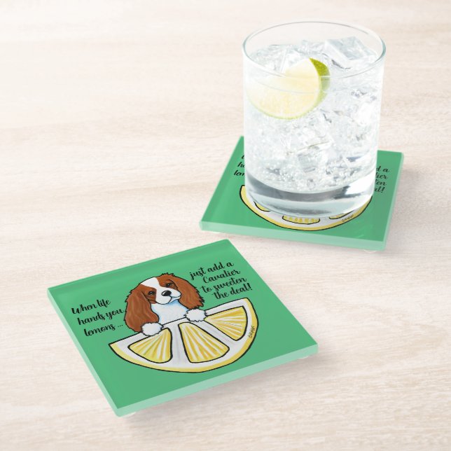 Posavasos De Vidrio KiniArt Cavalier Life Lemons Glass Coaster (Angular)