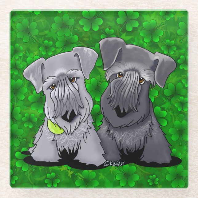 Posavasos De Vidrio KiniArt Cesky Terriers (Anverso)
