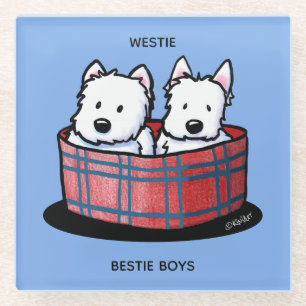 Posavasos De Vidrio KiniArt Westie Besties