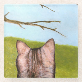 Posavasos De Vidrio Kitty en la ventana