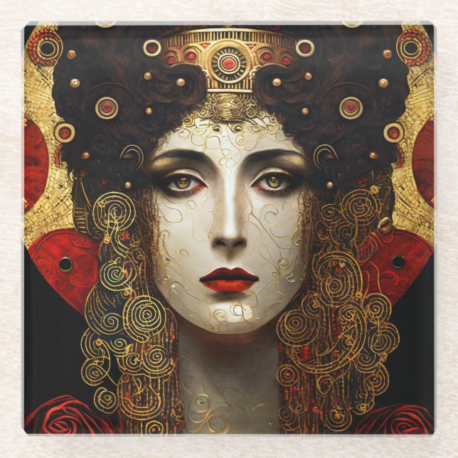 Posavasos De Vidrio Klimt inspiró a la reina diosa (Anverso)