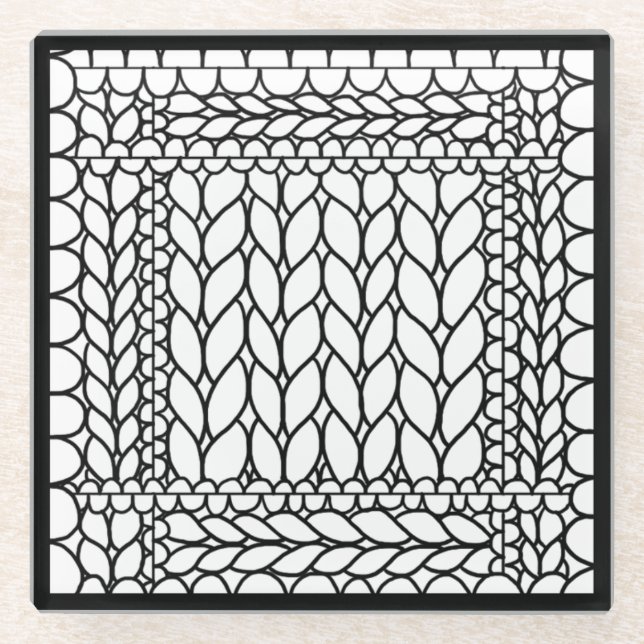 Posavasos de vidrio KNIT PURL BLANCO II  (Anverso)