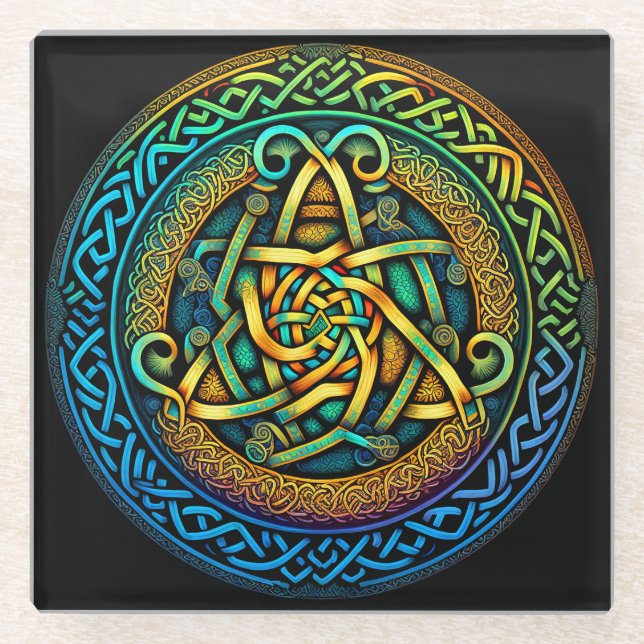 Posavasos De Vidrio Knot Celtic Colorful Knotwork (Anverso)