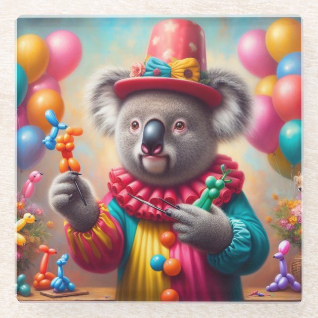 Posavasos De Vidrio Koala Clown (Anverso)