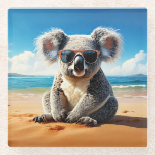 Posavasos De Vidrio Koala en una playa de arena