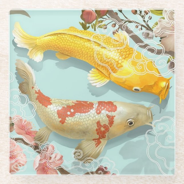 Posavasos De Vidrio Koi Fish (Anverso)