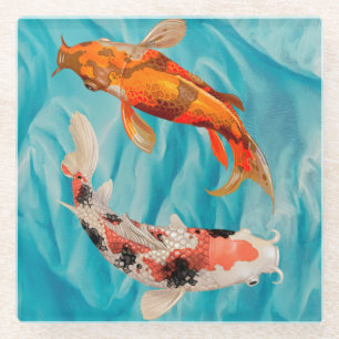 Posavasos De Vidrio Koi Fish