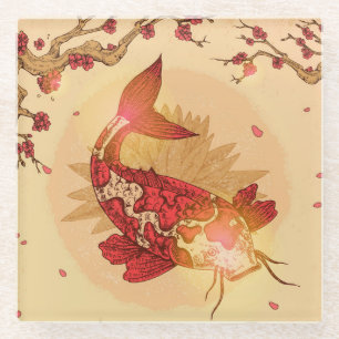 Posavasos De Vidrio Koi Fish