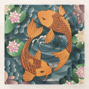 Posavasos De Vidrio Koi Fish