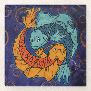 Posavasos De Vidrio Koi Fish