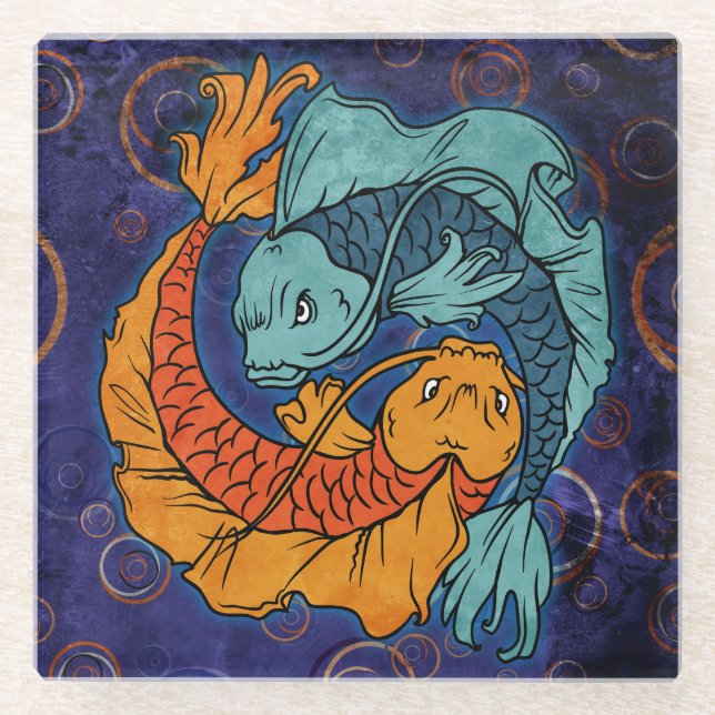 Posavasos De Vidrio Koi Fish (Anverso)