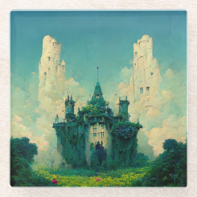 Posavasos De Vidrio La abandonada fantasía del castillo (Anverso)
