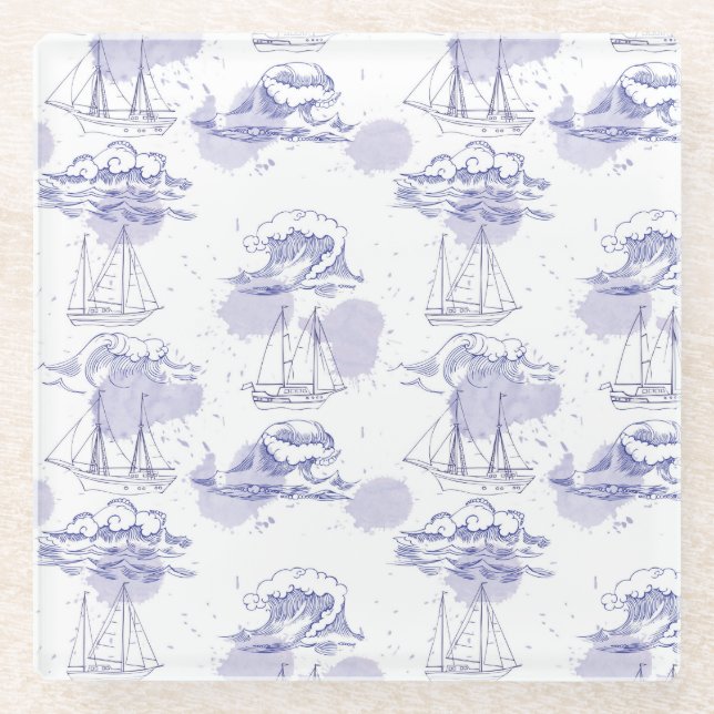 Posavasos De Vidrio La acuarela agita y envía el modelo (Anverso)