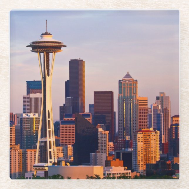 Posavasos De Vidrio La aguja del espacio es una torre en la oscuridad (Anverso)