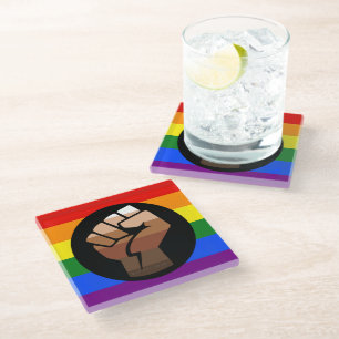 Posavasos De Vidrio La bandera de color de gente queer de SlipperyJoe'