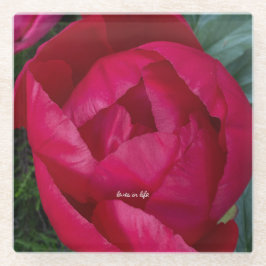 Posavasos De Vidrio La bella y floreciente Peonia Roja