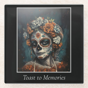 Posavasos De Vidrio La Catrina Espíritu Eterno Día de los Muertos