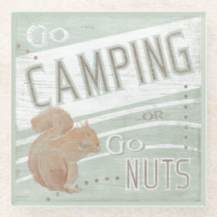 Posavasos De Vidrio La cita el va a acampar, o va las nueces