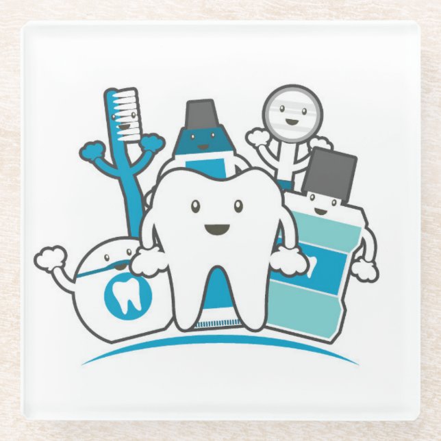 Posavasos De Vidrio La cuadrilla limpia de los dientes (Anverso)