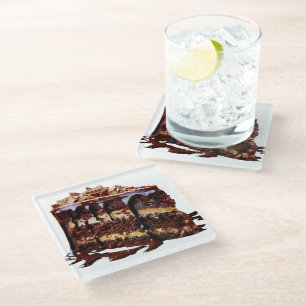 Posavasos De Vidrio La decadencia del pastel de chocolate puro de Slip