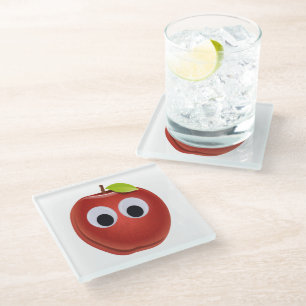 Posavasos De Vidrio La divertida Manzana Roja con los ojos en Google