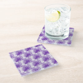 Posavasos De Vidrio La elegante montaña cruda de Petal púrpura