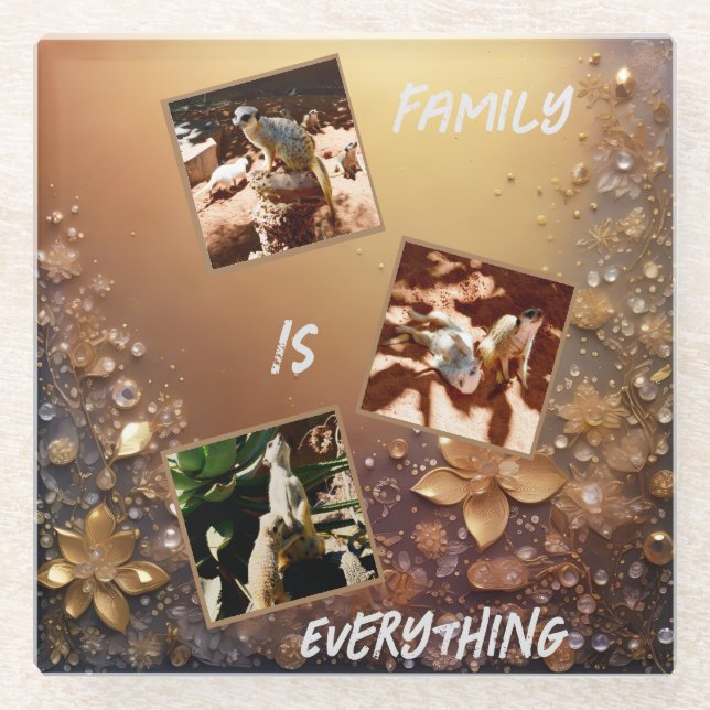 Posavasos De Vidrio La Familia Meerkats Lo Es Todo, (Anverso)