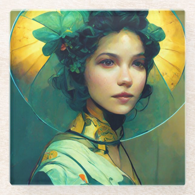 Posavasos De Vidrio La Fantasía Headdress (Anverso)