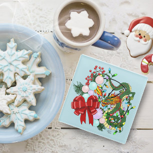 Posavasos De Vidrio La guerra de los Navidades dragones chinos