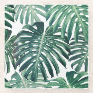 Posavasos De Vidrio La jungla tropical deja el fondo floral