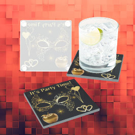 Posavasos De Vidrio La mascarada de oro es el momento Fiesta |