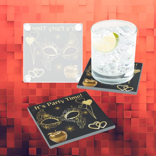 Posavasos De Vidrio La mascarada de oro es el momento Fiesta | (Subido por el creador)