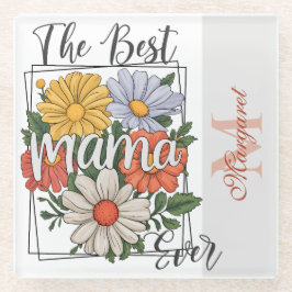 Posavasos De Vidrio La mejor impresión floral de mamá de todos los tie