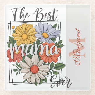 Posavasos De Vidrio La mejor impresión floral de mamá de todos los tie