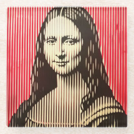 Posavasos De Vidrio La Mona Lisa en el estilo de ilusión óptica BAUHAU