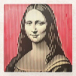 Posavasos De Vidrio La Mona Lisa en el estilo de ilusión óptica BAUHAU