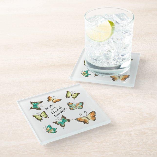 Posavasos De Vidrio La Moneda Sea Tu Propia Mariposas Hermosas (Angular)