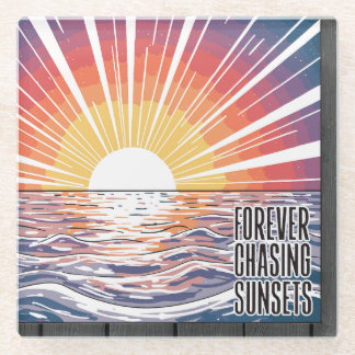 Posavasos De Vidrio La montaña rusa de los atardeceres para siempre