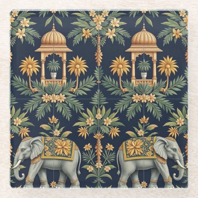 Posavasos De Vidrio La montaña rusa de los elefantes del templo (Anverso)