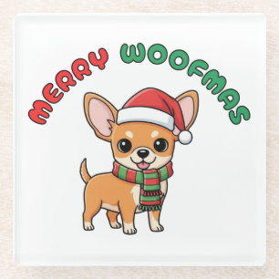 Posavasos De Vidrio La montaña rusa de los navidades Chihuahua: Feliz 