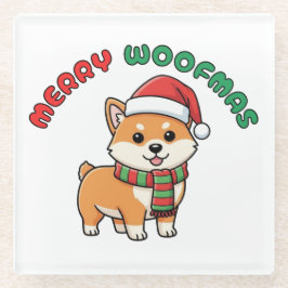Posavasos De Vidrio La montaña rusa de los navidades Shiba Inu: Feliz