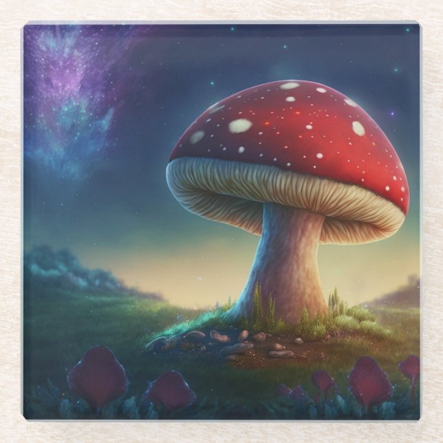 Posavasos De Vidrio La montaña rusa de Spacey Amanita Muscaria (Anverso)