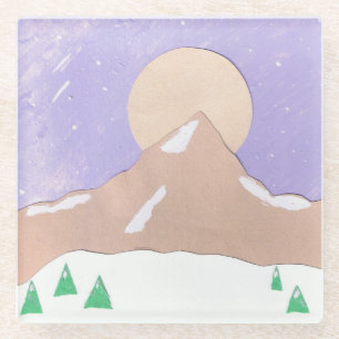 Posavasos De Vidrio La montaña rusa del vidrio con la escena de la mon