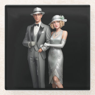 Posavasos De Vidrio La montaña rusa Glam Couple de los años 20