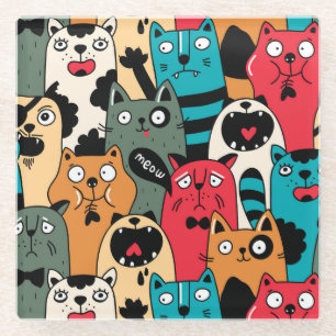 Posavasos De Vidrio La multitud de gatos