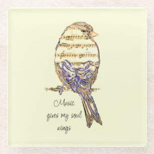 Posavasos De Vidrio La música le da alas a mi alma Gorrión