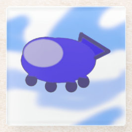 Posavasos De Vidrio La nave espacial azul voladora