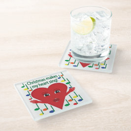 Posavasos De Vidrio "La Navidad hace cantar a mi corazón" Corazón Cant