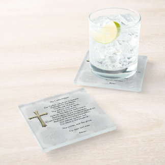 Posavasos De Vidrio La oración del Señor (blanco)