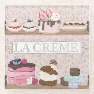 Posavasos De Vidrio La Panadería Francesa Pastea Tortas Macarons